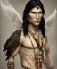 Placeholder: shaman, male native american, long black hair, black coat like wings