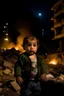 Placeholder: Palestinian baby , Destroyed Buildings , with a Explosions, at night