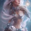 Placeholder: fantasy magic, intricate, sharp focus, illustration, highly detailed, digital painting, concept art, artgerm and paul lewin and kehinde wiley, masterpiece sexy lips with smile Celtic lady body flowers head silver bright rain lady outer space pretty, pink blue