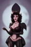 Placeholder: Joan Collins as evil queen in black leather, leather, busty, cleavage, angry, stern look. character design by cory loftis, fenghua zhong, ryohei hase, ismail inceoglu and ruan jia. unreal engine 5, artistic lighting, highly detailed, photorealistic, fantasy