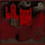 Placeholder: A dark red vampiric fortress designed in native American petroglyphs painted by Georges Seurat