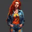 Placeholder: pretty girl, young adult, ginger, conventionally attractive, colourful clothes, realism, jeans, sexy, curvy, thick