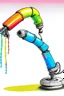 Placeholder: Draw a colorful cover image. What it's about is an elongated flexible robotic arm with flexible joints that are drawing a three-dimensional model. Only display flexible robotic arms.