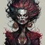 Placeholder: highly detailed full color concept illustration of a treacherous female Bruxa character , maximalist, sharp focus, highest resolution, in the styles of Alex Pardee, Denis Forkas , and Masahiro Ito, boldly inked, 8k, coarse, gritty textures