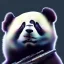 Placeholder: A beautiful portrait of a cyborg panda natural color scheme, high key lighting, volumetric light high details psychedelic background