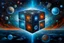 Placeholder: epic realism oil-painting of immovable cube physically coliding with unstopable kenetic energy force traveling in multiverse, florecent