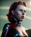 Placeholder: retro sci-fi portrait image from 1960, supermarket parking explosion, fire, classic black widow, young Scarlett Johansson, tight latex suit, superhero marvel, soft color, highly detailed, unreal engine 5, ray tracing, RTX, lumen lighting, ultra detail, volumetric lighting, 3d, finely drawn, high definition, high resolution.