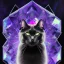 Placeholder: mystical black cat sits on a psychedelic crystal