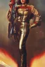 Placeholder: Full body portrait, painting, medium shot lady style of The Rocketeer