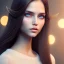 Placeholder: woman with Light-brown long hair, dark fantasy setting, ethereal, soft lighting, soft green-brown eyes, big cheeks, big forehead, wideechin, small nose