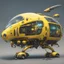 Placeholder: a yellow flying assistant robot bus, sci fi biopunk theme, detailed