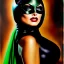 Placeholder: portrait oil on canvas, beautiful busty Catwoman,green eyes, ,minimal armor,comic book cover, mystical colors,insanely detailed,realistic,intrincate detail, 16k resolution, masterpiece,Frank Frazetta,Alex Horley, Simon Bisley