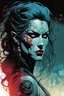 Placeholder: create an ethereal, otherworldly female Ravnos ancient antediluvian vampire shape shifter , in the comic book art style of Mike Mignola, Bill Sienkiewicz, John Romita Jr., Leonardo Romero, Simone D'ARMINI, and Jean Giraud Moebius, with highly detailed feminine facial features , modeled on Elektra Natchios, finely inked , dramatic natural lighting