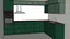 Placeholder: dark green kitchen like in the photo with forest wallpaper on the wall, very realistic