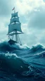 Placeholder: A giant Anaconda bigger than a sailing ship in the ocean among the wave