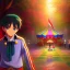 Placeholder: ringleader, Arthur Kulkov face shot, front, handsome, circus, male, Makoto Shinkai background, Russian, lisa Frank fantasy, detailed matte painting, 8k resolution, Golden hour, interesting detailed storybook fantasy