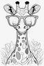 Placeholder: Outline art for cute coloring pages with giraffe with glasses, full body, white background, sketch style, only use outline, clean line art, no shadows and clear and well outlined.