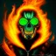 Placeholder: ultra detailed fullbody portrait of Ghost Rider Riding His Fire Motorcycle , extremely detailed digital painting, intrincate, extremely detailed smiling face,crystal clear Big Green eyes, in the style of Frank Frazzetta , mystical colors , perfectly centered image, perfect composition, rim light, beautiful lighting,8k, stunning scene, raytracing