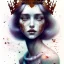 Placeholder: young queen of darkness with a perfect crown, flannel jacket, watercolor illustration by <agnes cecile>, plants, wildflower, intricate detail , rusty metal, sidhe,