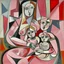 Placeholder: picasso cubism pink woman and child in middel