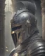 Placeholder: Dark souls Knight, expression serious, aura, portrait, background Dark souls like ruins, comic style, helmet,