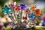 Placeholder: Coloured glass flower garden set with gemstones, glittering metal stems and gemstone leaves sharp focus elegant extremely detailed intricate very attractive beautiful dynamic lighting fantastic view crisp quality exquisite detail gems and jewels S<AI in sunshine Weight:1 Professional photography, bokeh, natural lighting, canon lens, shot on dslr 64 megapixels sharp focus Weight:0.9