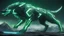 Placeholder: huge,A TRON green fenrir bigger than a mountain,4k 8k,green aura,