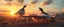 Placeholder: dino throwing ping pong table into the air, ghost busters and a ping pong long fluffy slinky cloud twisting dinosaur sun set