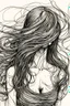 Placeholder: Ink drawing graphics man or women ,excitante back figures big buts , line drawing in stil minimal art , hasurat cu linii scurte de hasuri oblice scurte , stil gravura metalică, long hair ,white background, negative space, splashes of soft colours hiperdetailed