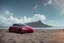Placeholder: A Tesla 'Model S' is racing at top speed, at the beach of Waikiki in Hawaii. CINEMATIC. WIDE ANGLE LENS. PHOTO REAL.