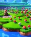 Placeholder: A small and colourful mushroom town in the middle of a large mushroom forest