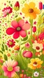 Placeholder: Spring flowers, art, drawing, very illustrative, children book style, detailed, vibrant colors.