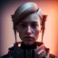 Placeholder: Blonde, military Woman, short hair, army, cyberpunk, neon, highly detailed, art stations, concept art, smooth, unreal engine 5, god rays, ray tracing, RTX, lumen lighting, ultra detail, volumetric lighting, 3d, finely drawn, high definition, high resolution, gradient background