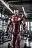Placeholder: strong iron man whole body doing excises in the gym