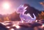 Placeholder: cute chibi anime little dragon, holographic, transparent sparkling crystal mountains in sunshine, ethereal, cinematic postprocessing, bokeh, dof