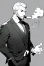 Placeholder: businessman smoke cigar in the dark, greyscale