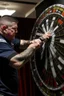 Placeholder: A gary anderson shoot darts on a winmau board