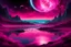 Placeholder: fushsia sky, planet in the sky, lake, sci-fi, mountains, galactic cosmic influence