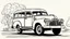 Placeholder: 1952 GMC Suburban Carry All Wagon, long chasis, portrait in the style of a illustration drawing, simple line