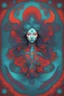 Placeholder: A beautiful woman, Elemental Sigil FluxFlowing elemental glyphs in kinetic psychedelic waves blending turquoise, fire red, and deep violet fractal textures. Style derived from Japanese psychedelic woodblock prints meets amphetameme. Colors: #40E0D0 (Turquoise), #B22222 (Fire Red), #4B0082 (Deep Violet)