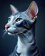 Placeholder: Oriental shorthair blue and white mackerl tabby cat hyperdetailed, In the art style of Jean-Antoine Watteau, Nicholas Roerich, Studio Light.