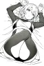 Placeholder: girl lying on a stretcher, greyscale,