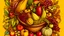 Placeholder: a medium quality illustration of a vibrant, overflowing cornucopia filled with an abundance of colorful fruits and vegetables, autumn vibes, harvest festival, traditional, hand-drawn style, still life, bountiful, festive, detailed, warm color palette, 1200x800 resolution