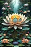 Placeholder: 3D rendering of Expressively detailed and intricate of a hyperrealistic “Lotus”: front view, colorful, antler, rainforest, tribalism, detailed with flowers, tiny weird creatures surround, shamanism, cosmic fractals, dystopian, octane render, 8k post-production, detailled metalic bones, dendritic, artstation: award-winning: professional portrait: atmospheric: commanding: fantastical: clarity: 16k: ultra quality: striking: brilliance: stunning colors: amazing depth