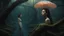 Placeholder: woman in an alien forest with an umbrella made from a jellyfish, photorealistic, Detailed Matte Painting, Deep Colour, Fantastical, Intricate Detail, sunshine, blue sky