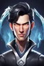 Placeholder: Design gaming yuong man with silver dark hair and bright white eyes avatar logo