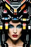 Placeholder: female humanoid robot, beautiful like a supermodel from the sixties, beautiful eyes, sexy, most beautiful, helmut newton, evil woman, hypnotic eyes, polaroid colors, electric sexuality