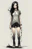 Placeholder: pretty girl, aged 15, black hair, dystopia, athletic, full length