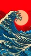 Placeholder: wave blue Kanagawa red sun backgroung