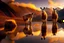 Placeholder: alpacas, peru, mountains, reflection, mist, sunrise